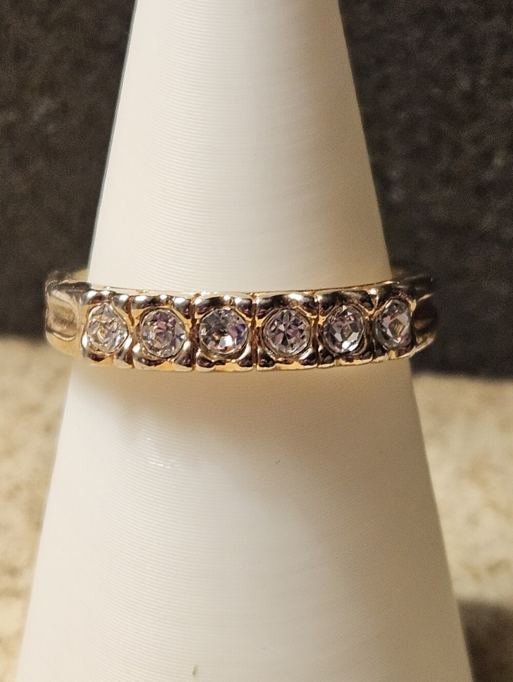 Gold-Tone Cubic Zirconia Band Ring - Crystal Stones Size 8